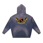 Vintage Washed Frayed Fleece Hoodie