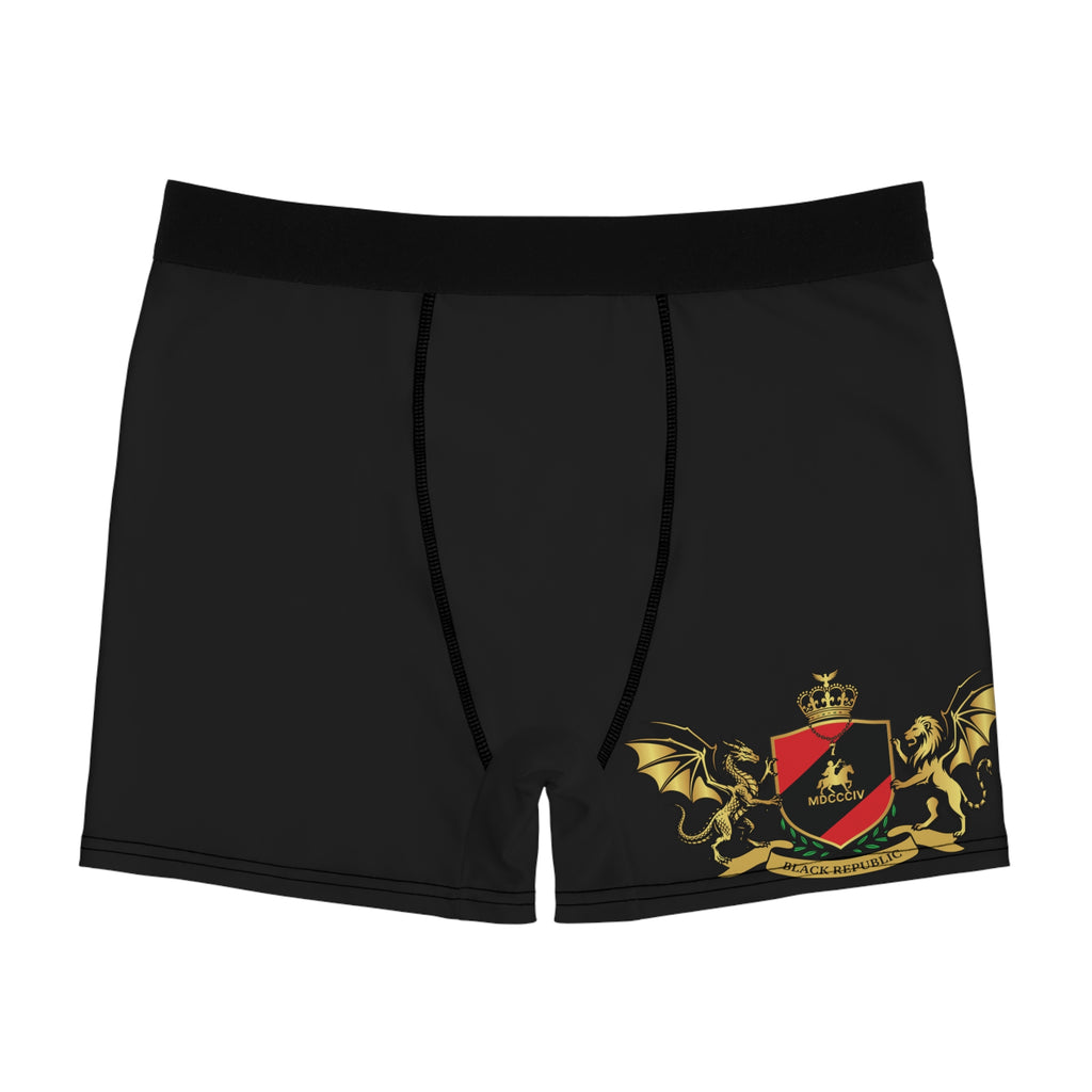 Black Heraldic Crest Men’s Stretch Boxer Briefs