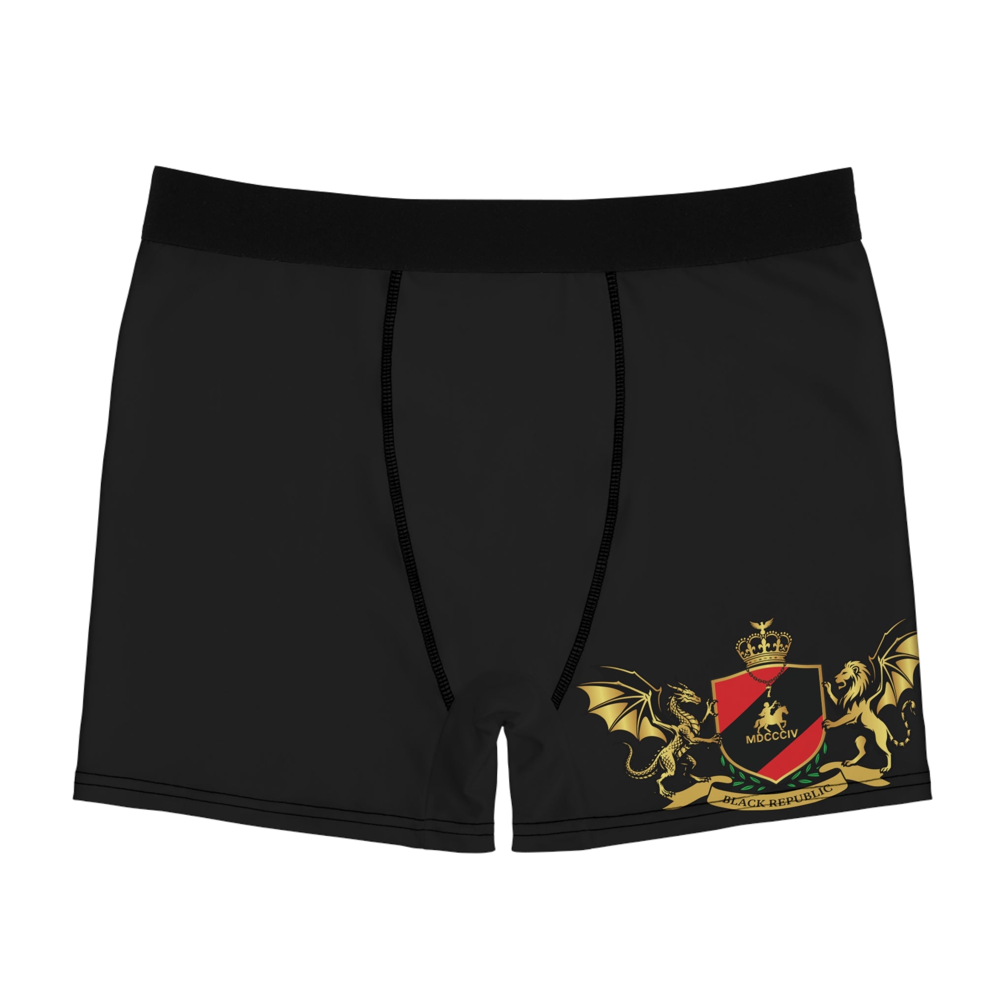 Black Heraldic Crest Men’s Stretch Boxer Briefs