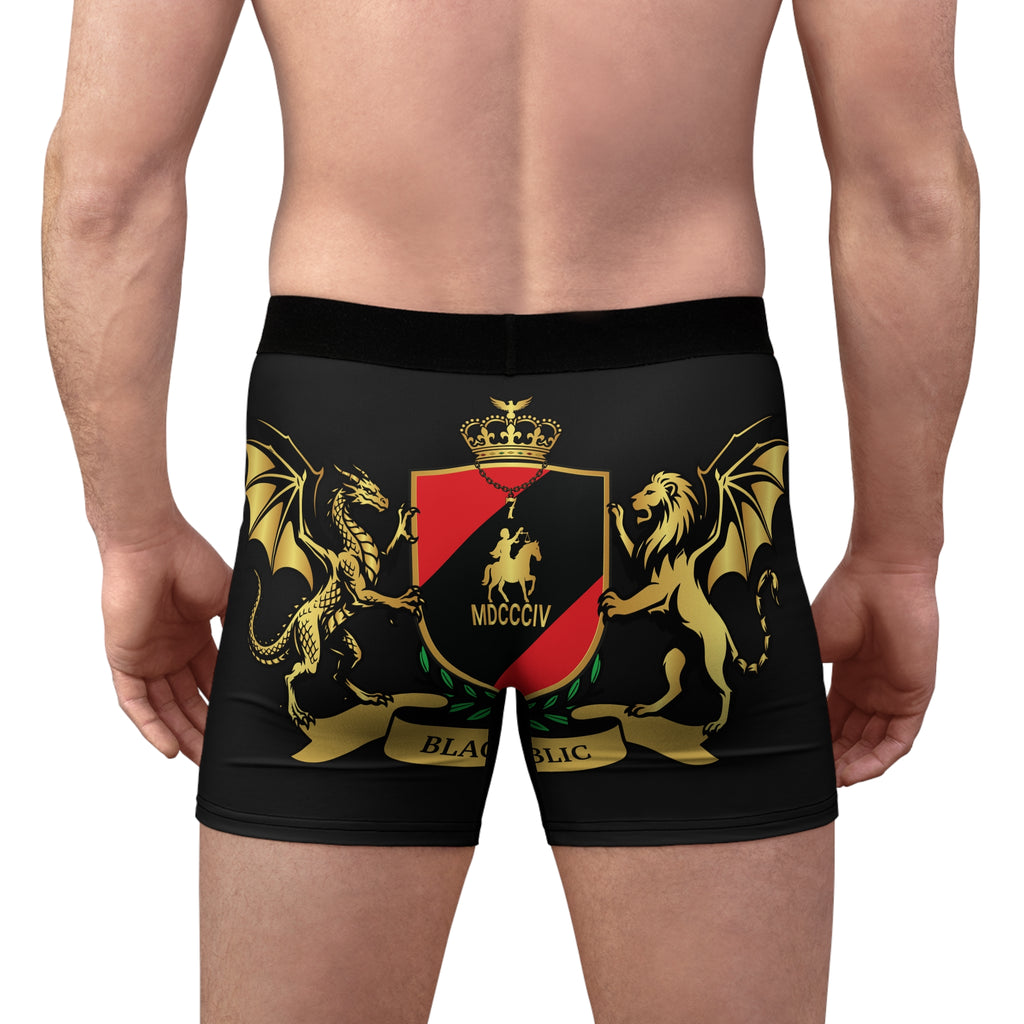 Black Heraldic Crest Men’s Stretch Boxer Briefs