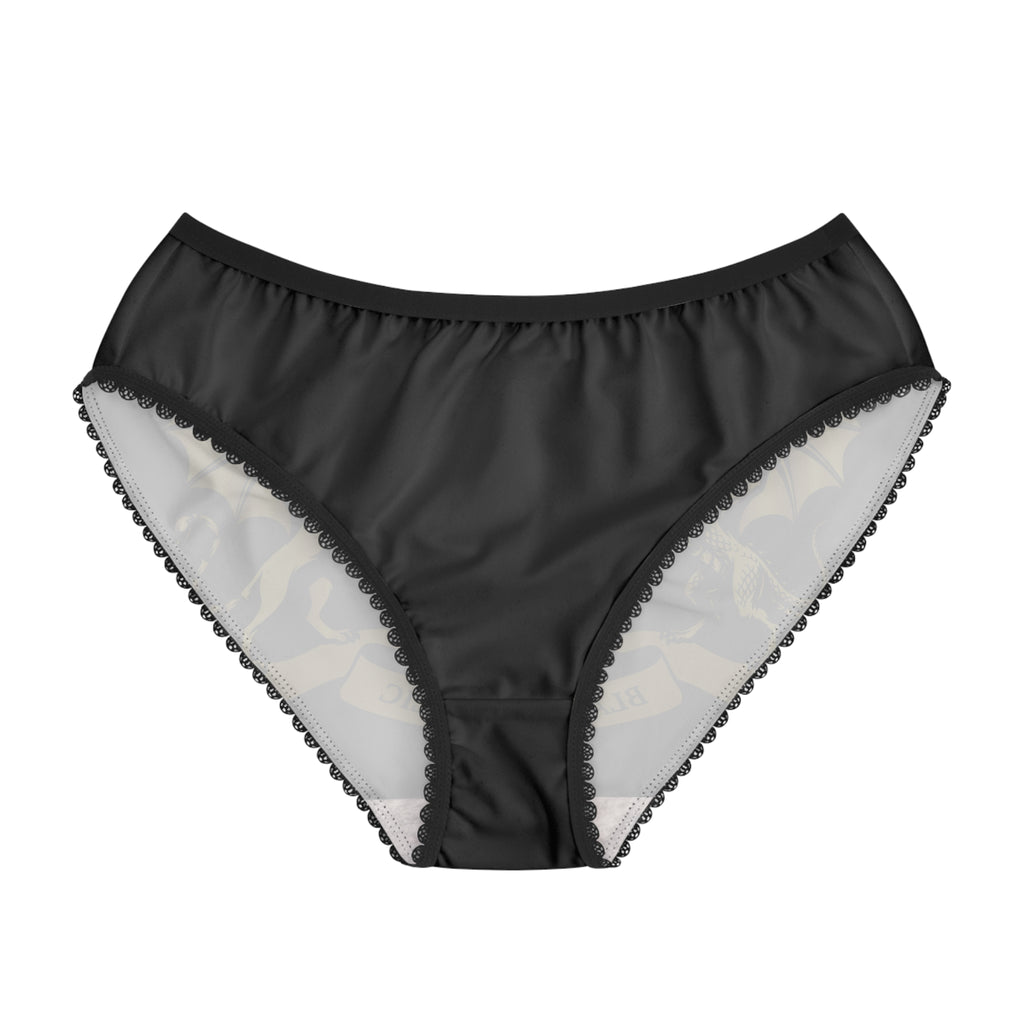 Black Republic Crest Women's Briefs — Gold Heraldic Shield Lingerie