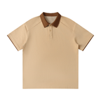 Contrast Collar Raglan Polo Shirt Tee