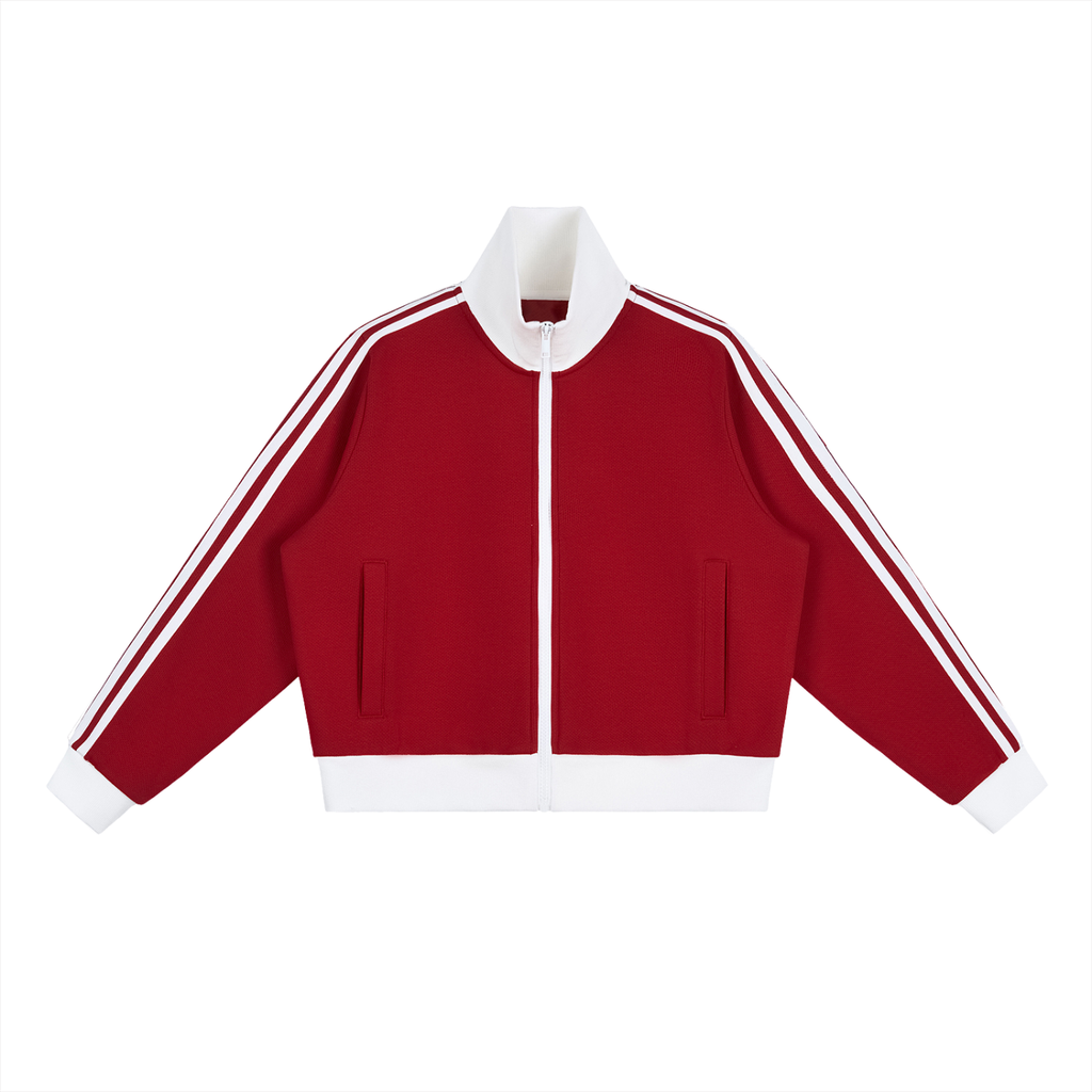1804 Stripe Fleece Cropped Track Jacket