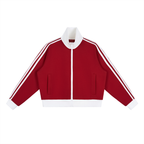 1804 Stripe Fleece Cropped Track Jacket