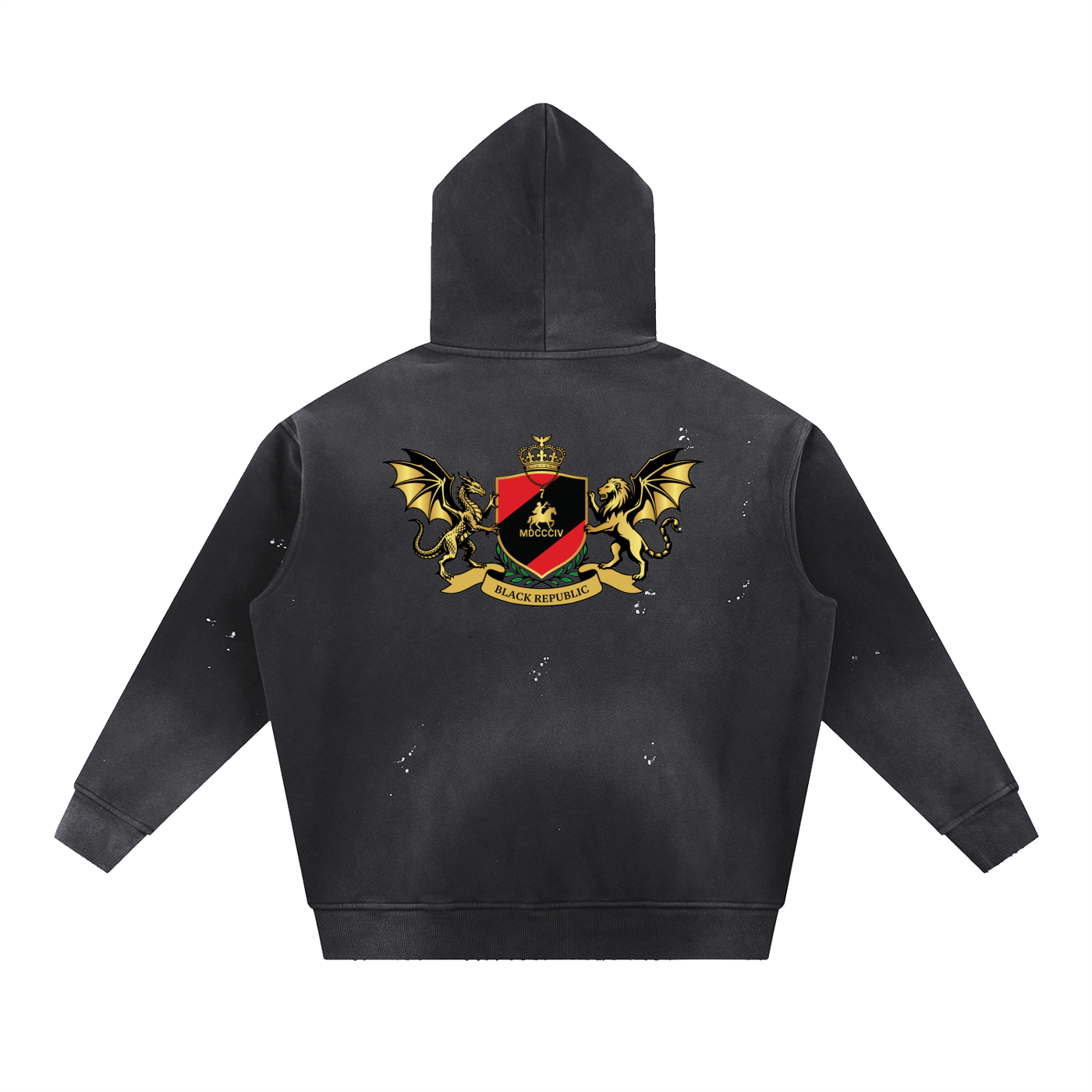 Vintage Washed Frayed Fleece Hoodie
