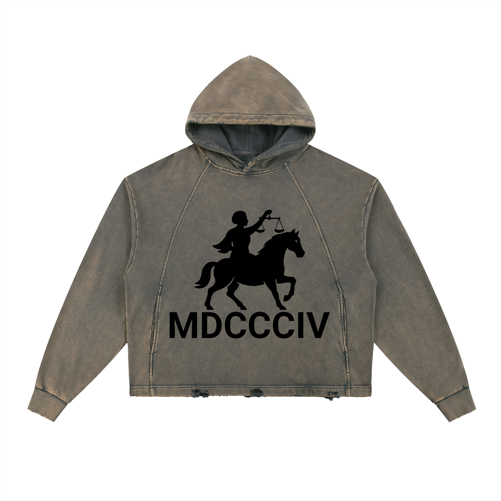 1804 Vintage Washed Frayed-Hem Hoodie