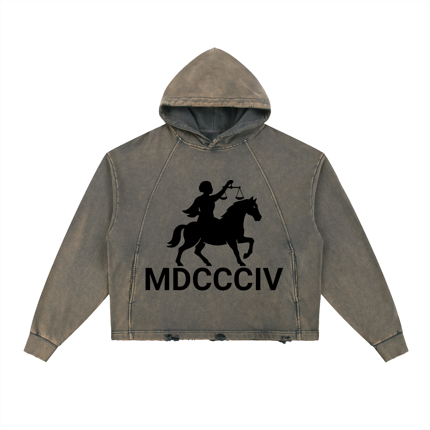1804 Vintage Washed Frayed-Hem Hoodie