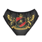 Black Republic Crest Women's Briefs — Gold Heraldic Shield Lingerie