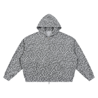 Leopard Print Waffle Full Zip Hoodie