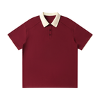 Contrast Collar Raglan Polo Shirt Tee