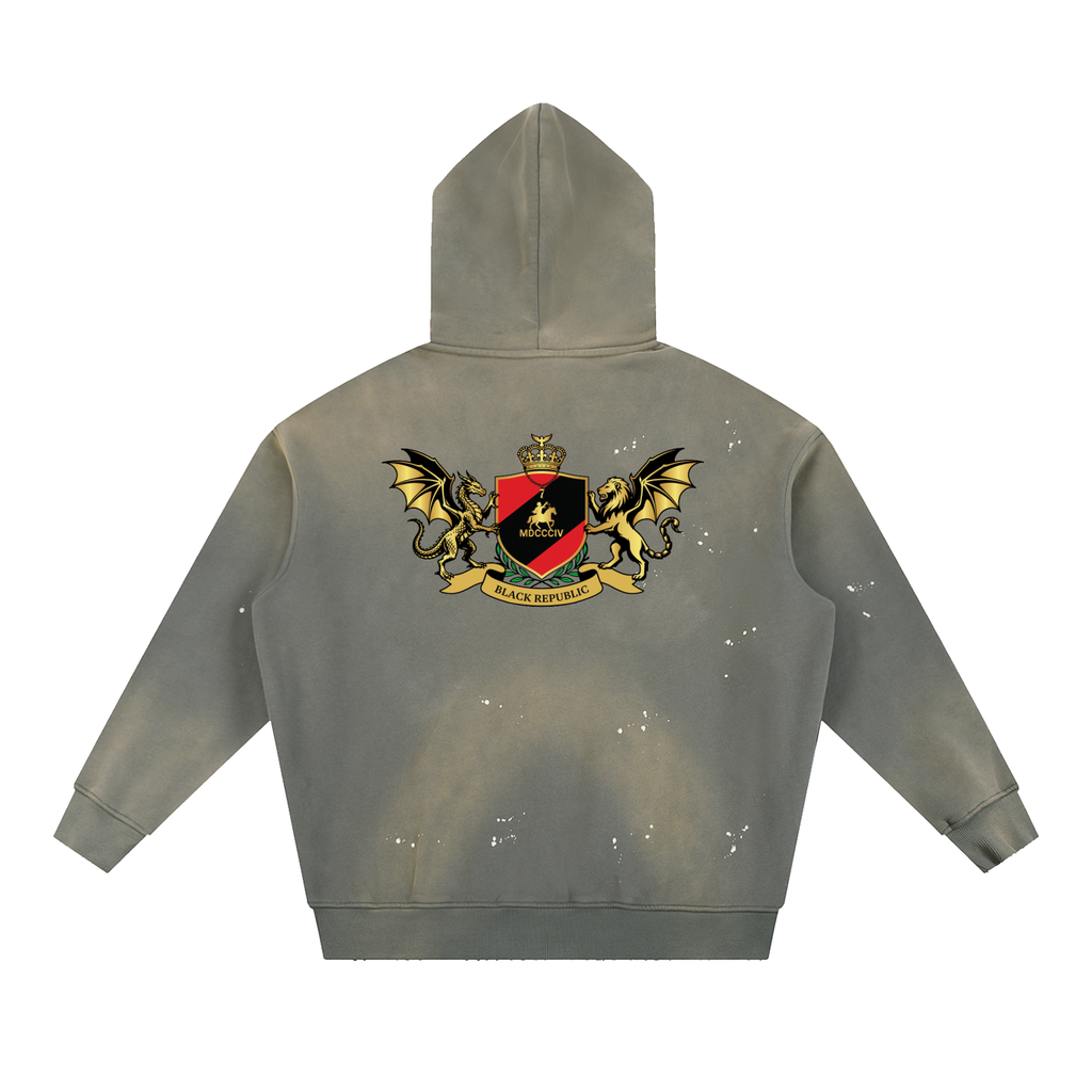 Vintage Washed Frayed Fleece Hoodie
