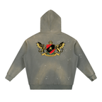 Vintage Washed Frayed Fleece Hoodie