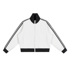 1804 Stripe Fleece Cropped Track Jacket