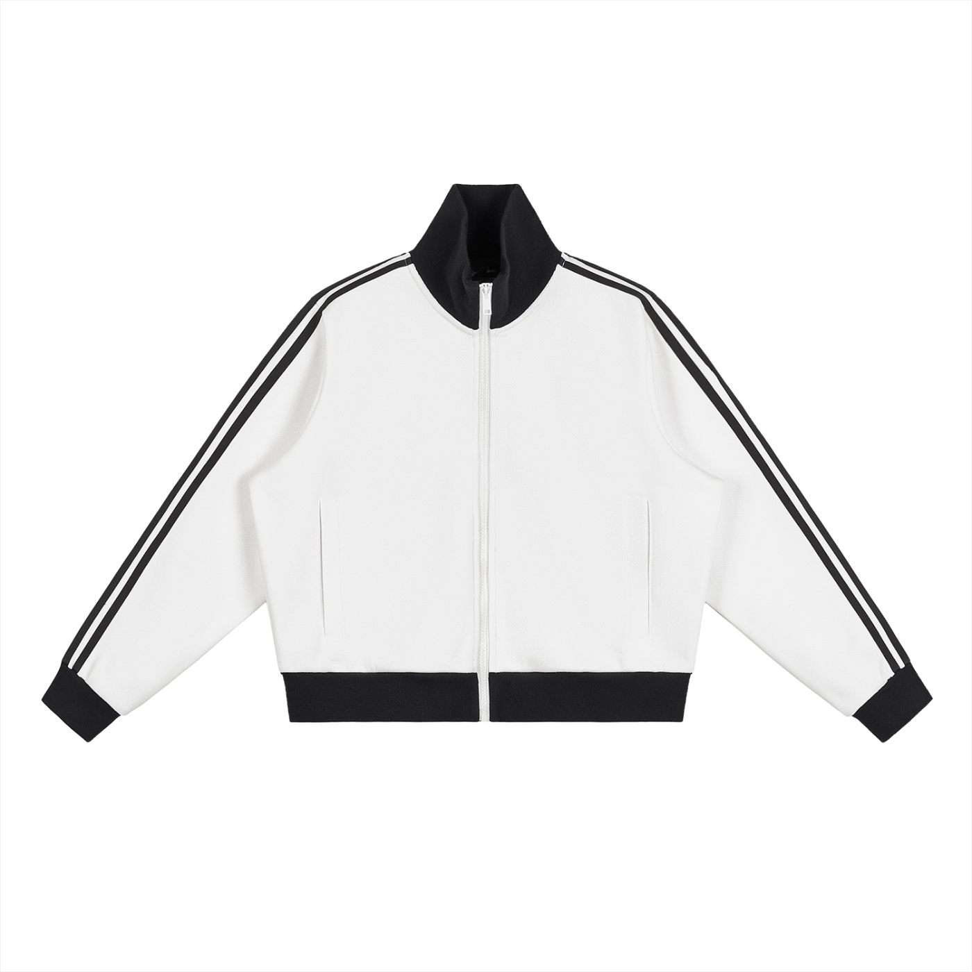 1804 Stripe Fleece Cropped Track Jacket