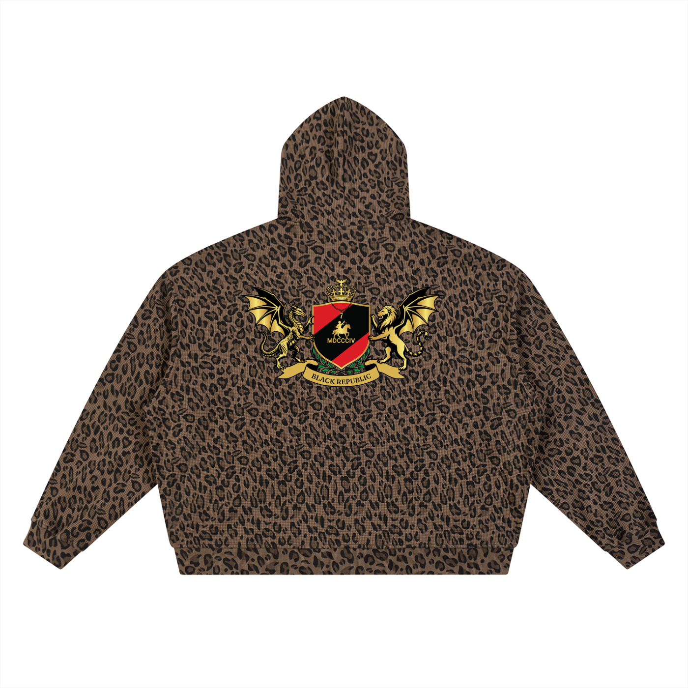 Leopard Print Waffle Full Zip Hoodie