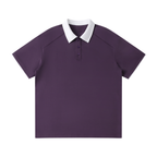 Contrast Collar Raglan Polo Shirt Tee
