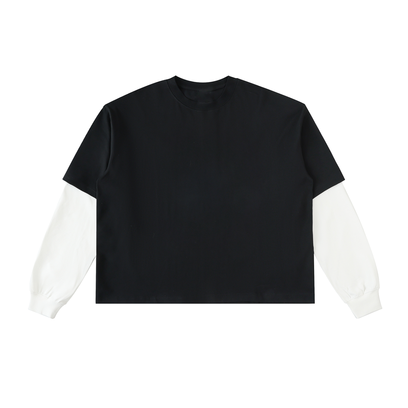 Layered Contrast Sleeve Cotton Tee