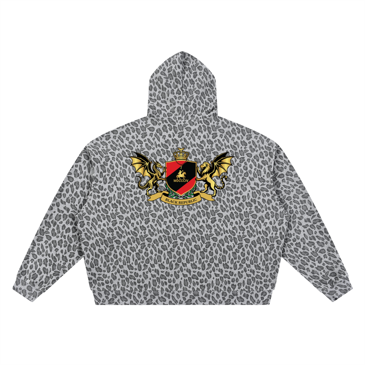 Leopard Print Waffle Full Zip Hoodie