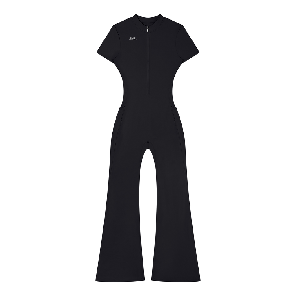 Women’s Tight Flared Leg Quarter-Zip Jumpsuit