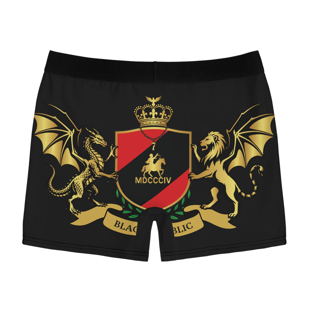 Black Heraldic Crest Men’s Stretch Boxer Briefs