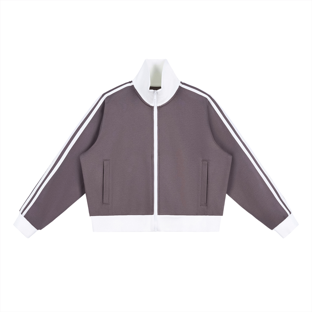 1804 Stripe Fleece Cropped Track Jacket