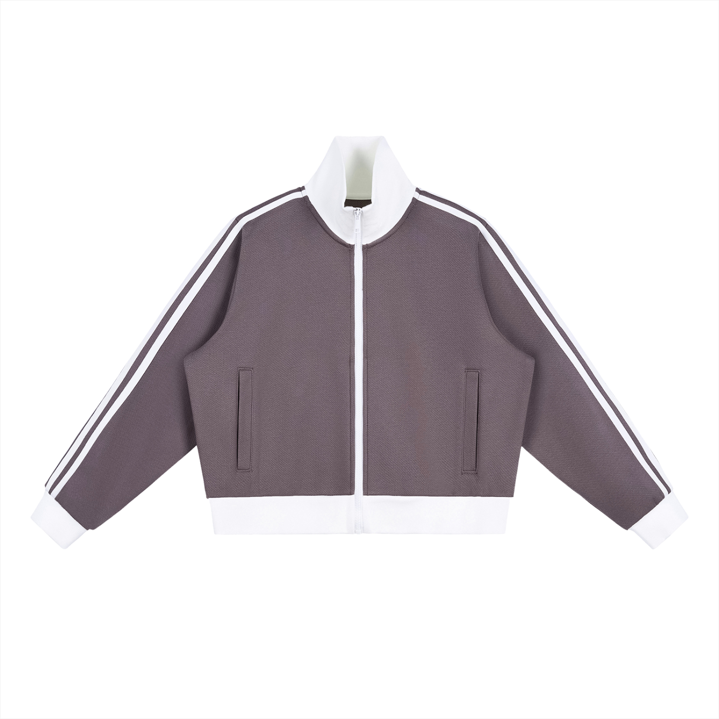 1804 Stripe Fleece Cropped Track Jacket