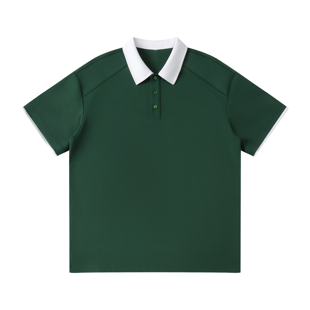 Contrast Collar Raglan Polo Shirt Tee