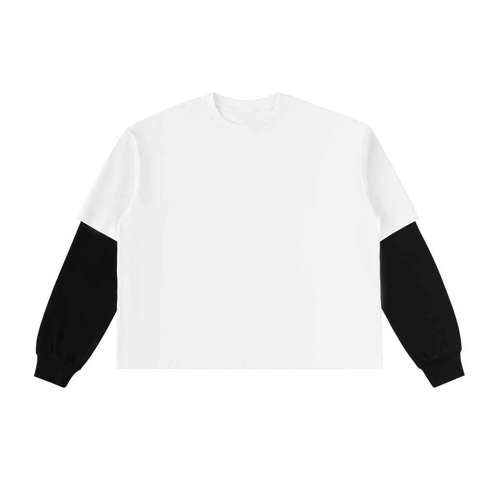 Layered Contrast Sleeve Cotton Tee