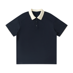 Contrast Collar Raglan Polo Shirt Tee