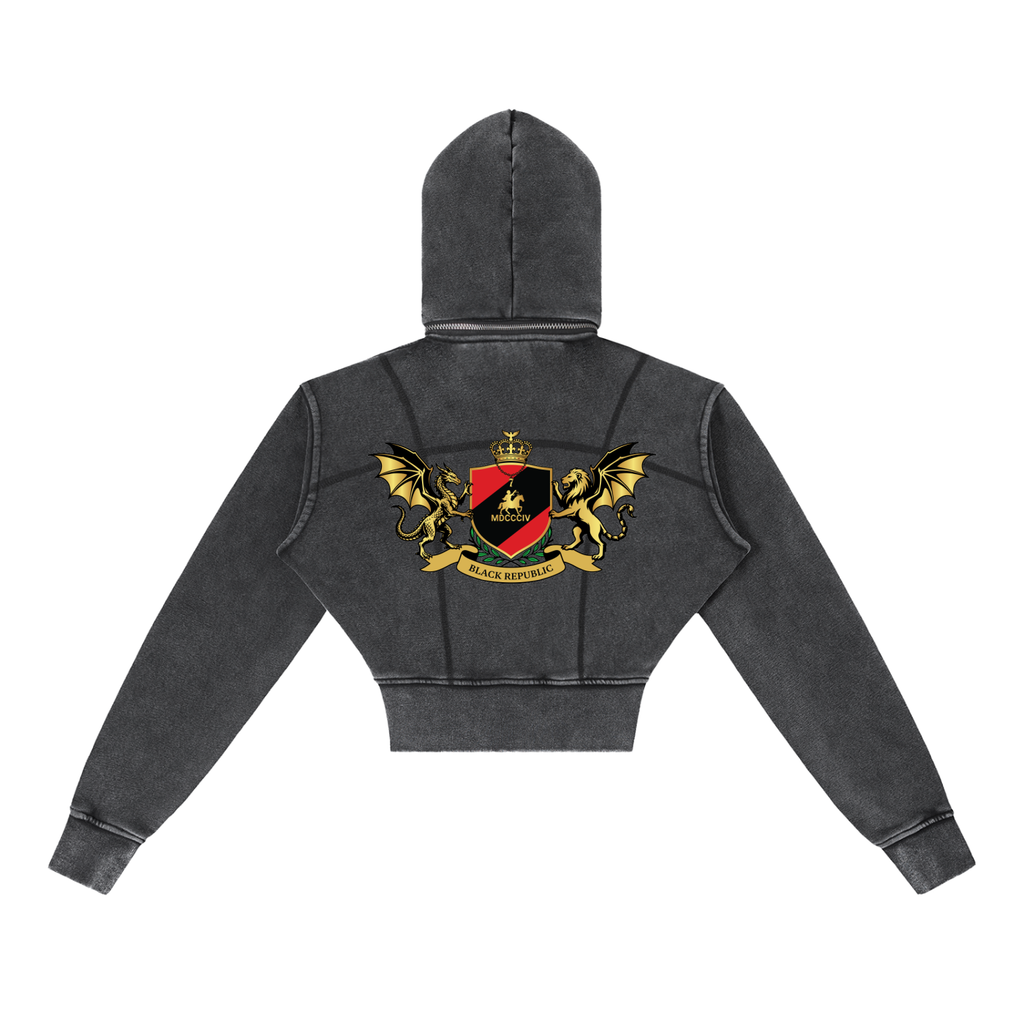 1804 Vintage Washed Cropped Fleece Hoodie