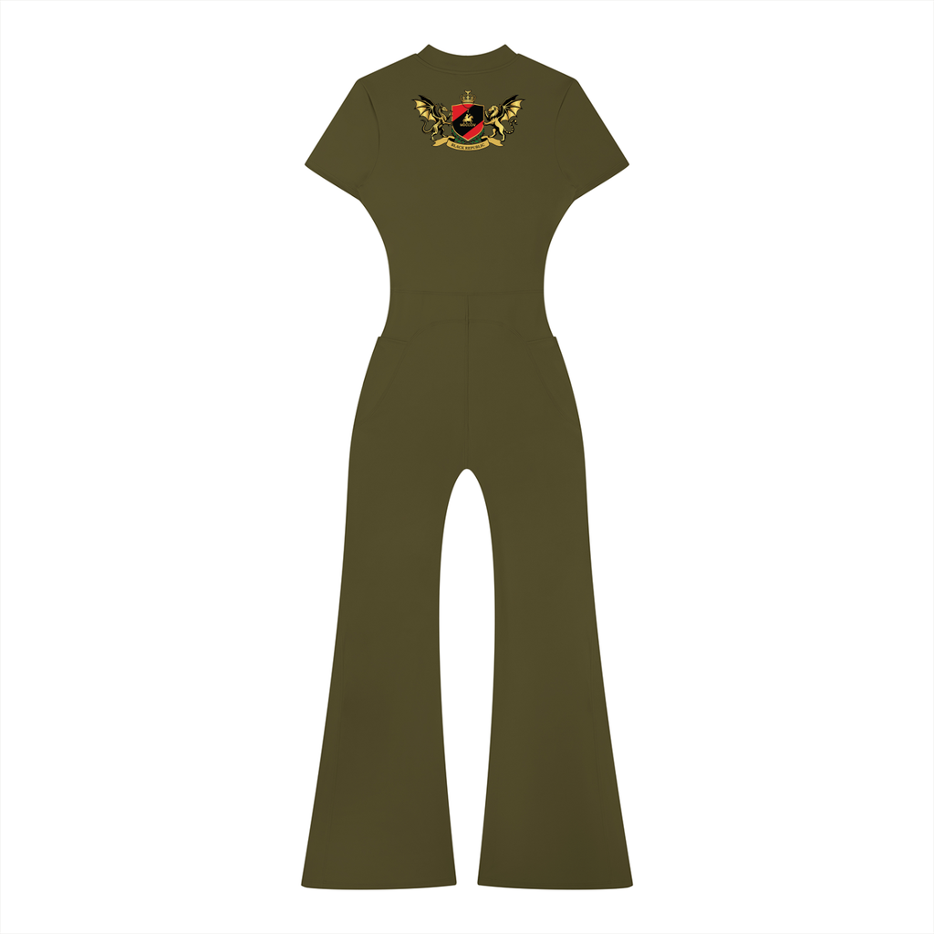Women’s Tight Flared Leg Quarter-Zip Jumpsuit