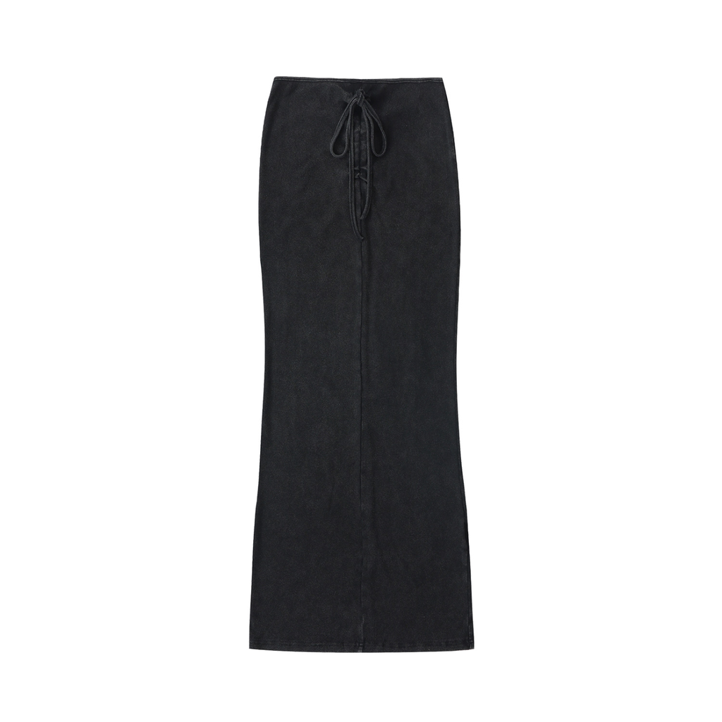 1804 Dyed Washed Drawstring Maxi Skirt