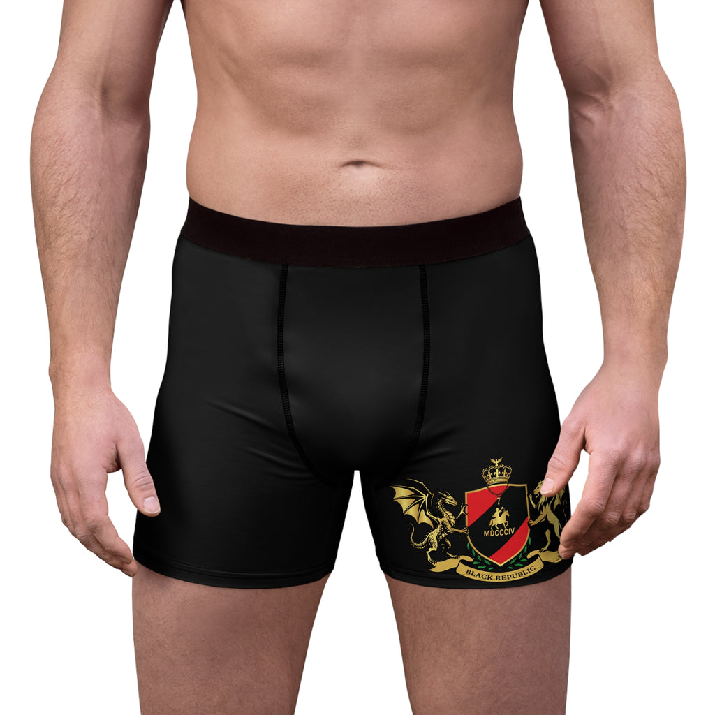 Black Heraldic Crest Men’s Stretch Boxer Briefs