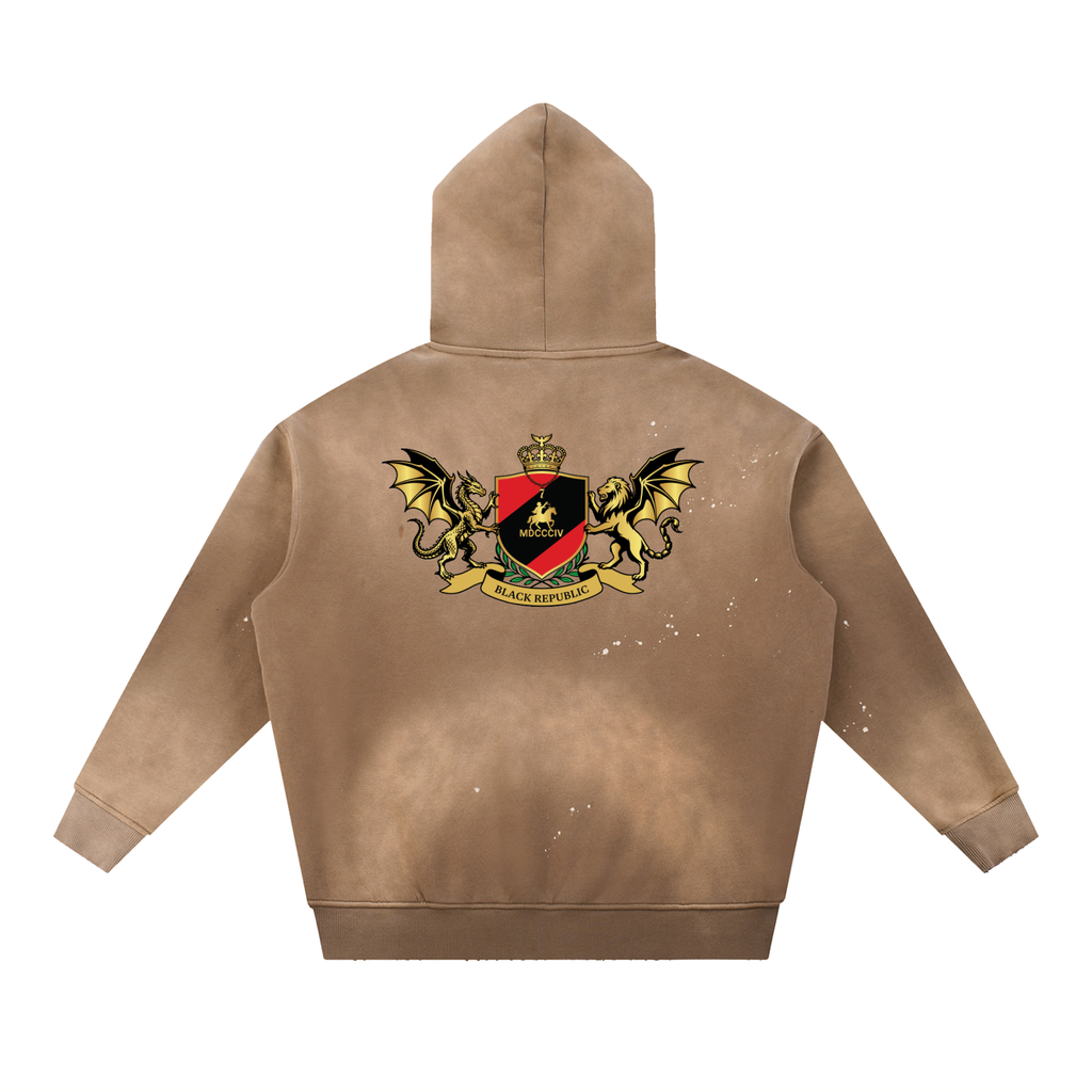 Vintage Washed Frayed Fleece Hoodie