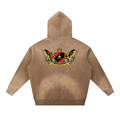 Vintage Washed Frayed Fleece Hoodie