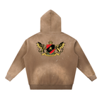 Vintage Washed Frayed Fleece Hoodie