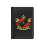 Black Republic Crest Passport Cover — Luxury Travel Passport Holder with Red & Gold Heraldic Shield
