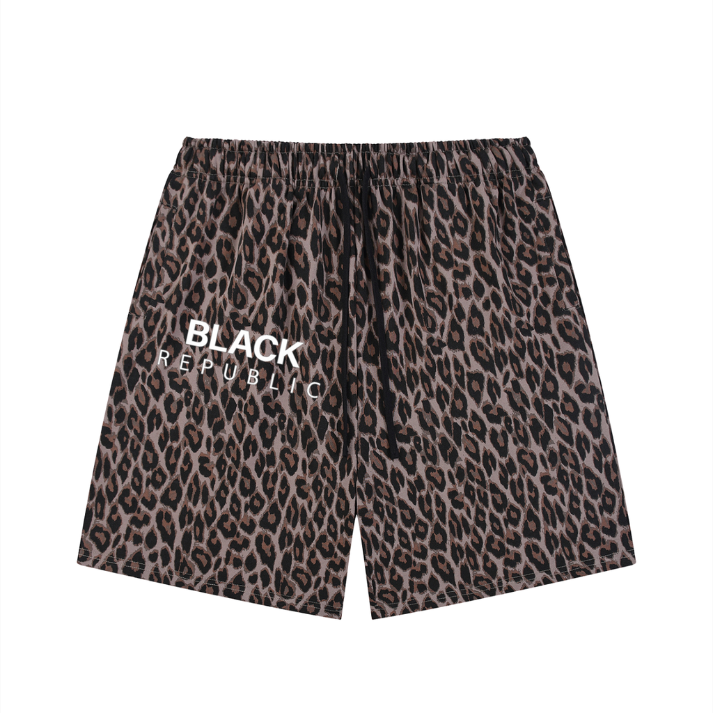 Heavyweight Leopard Drawstring Shorts
