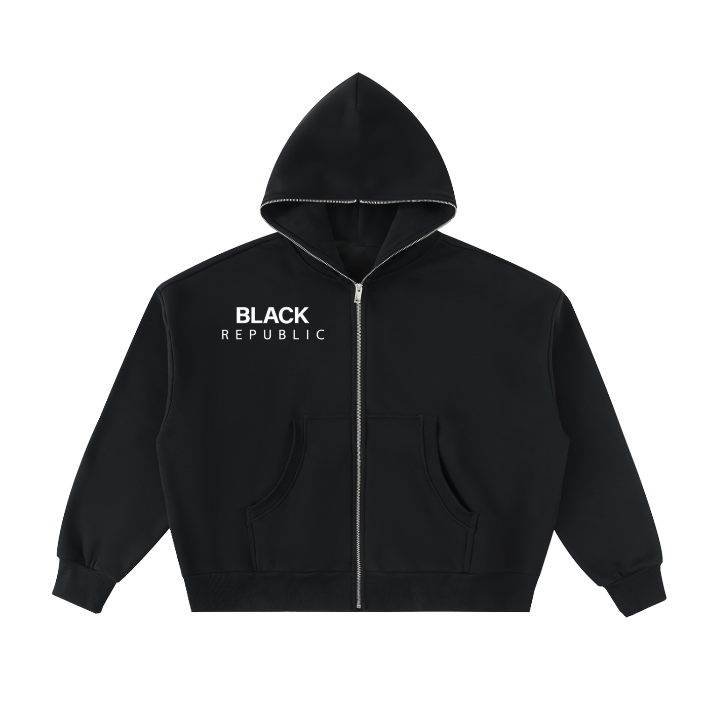 Fleeced Full-Zip Boxy Hoodie