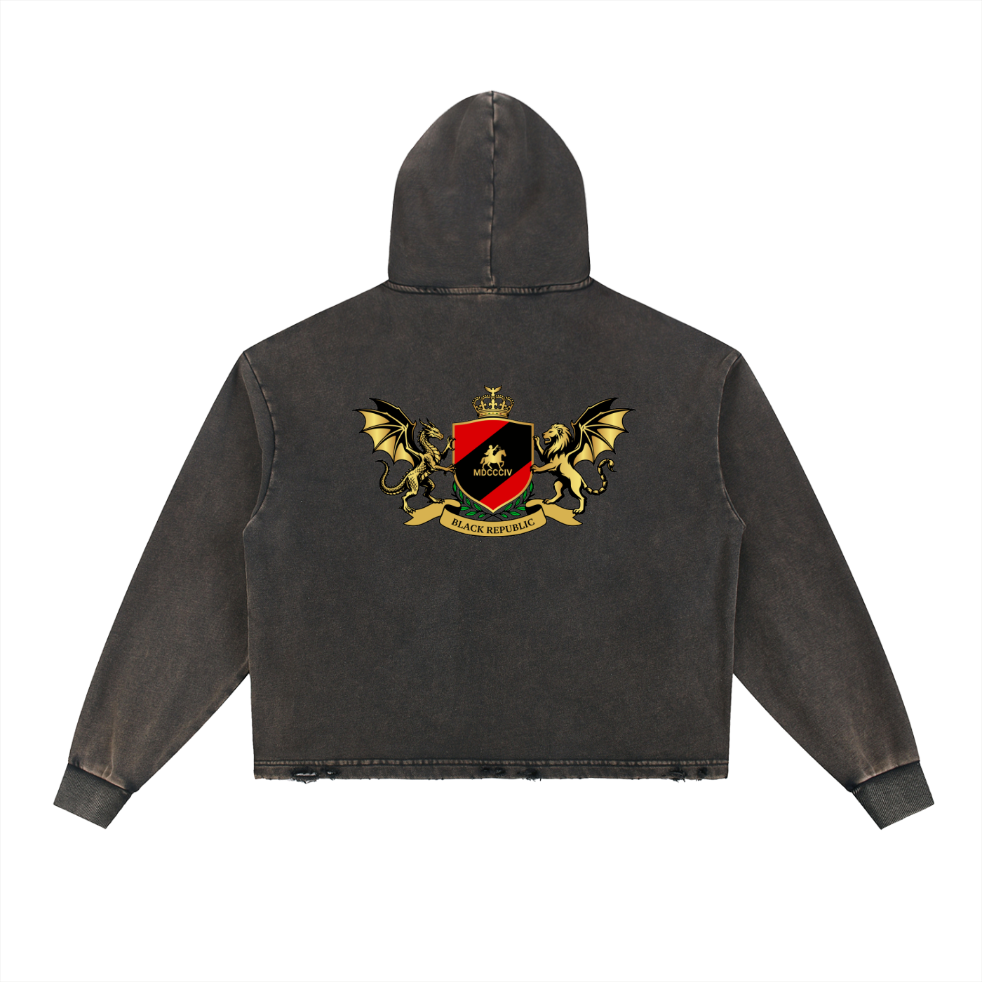 1804 Vintage Washed Frayed-Hem Hoodie