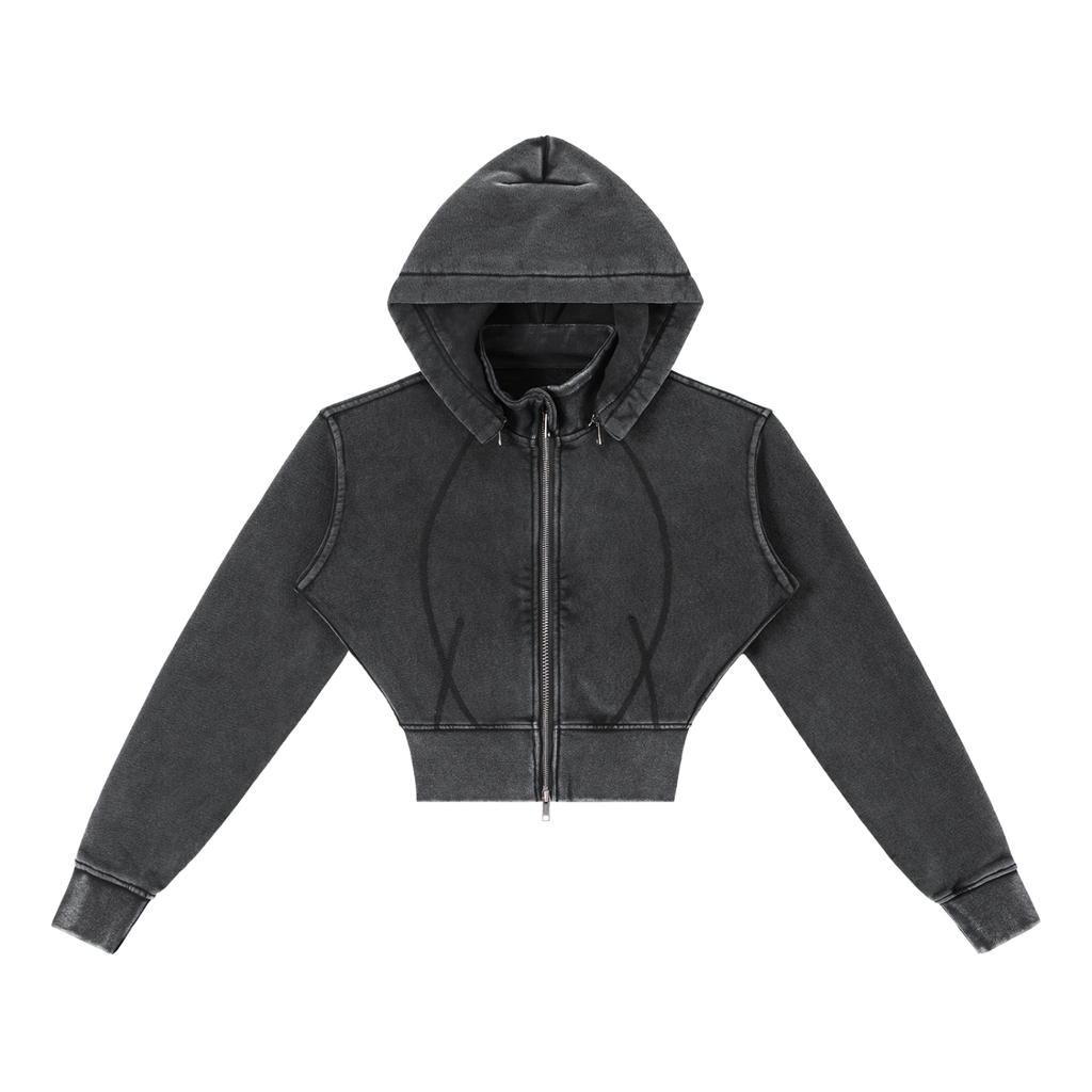 1804 Vintage Washed Cropped Fleece Hoodie