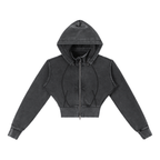 1804 Vintage Washed Cropped Fleece Hoodie