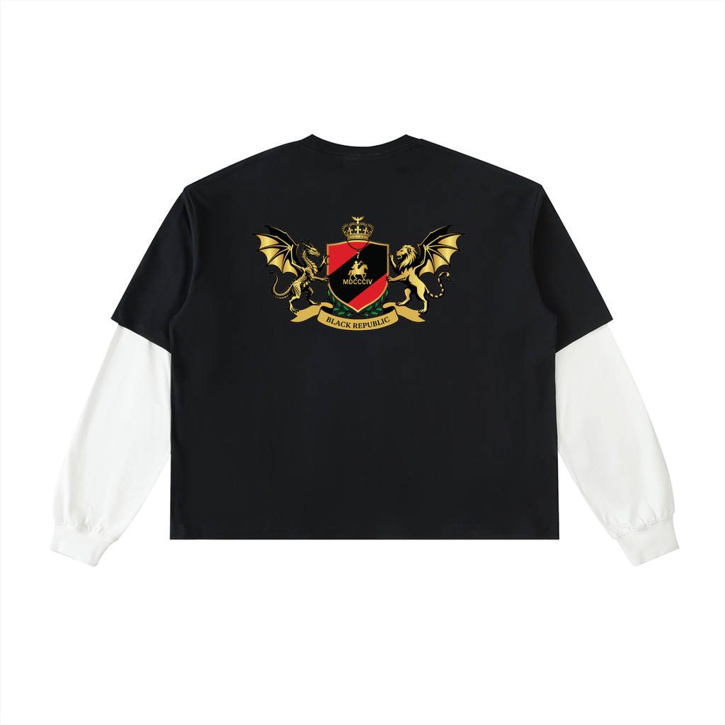 Layered Contrast Sleeve Cotton Tee