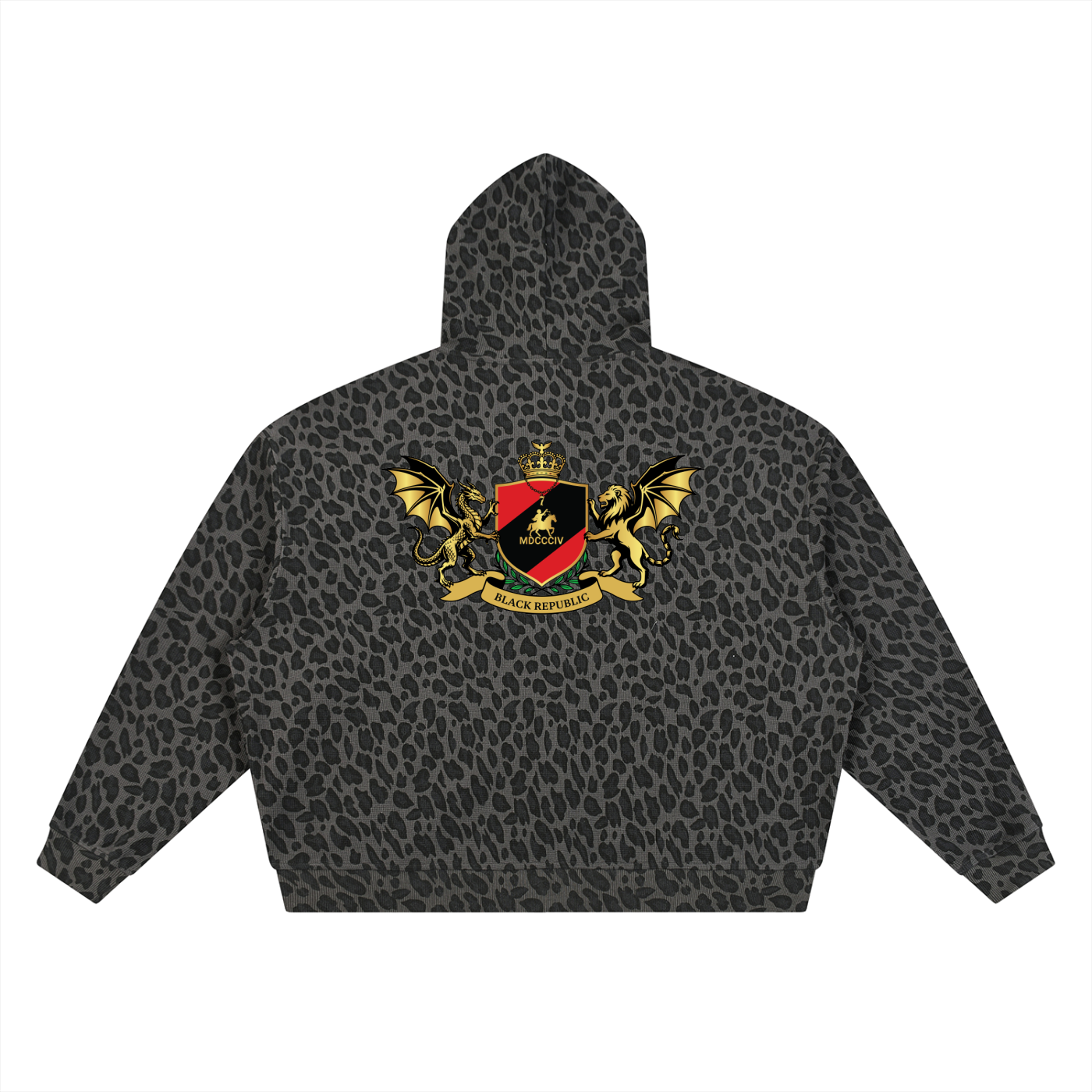 Leopard Print Waffle Full Zip Hoodie