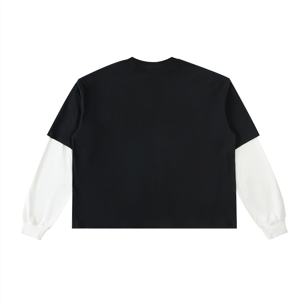 Layered Contrast Sleeve Cotton Tee