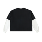 Layered Contrast Sleeve Cotton Tee