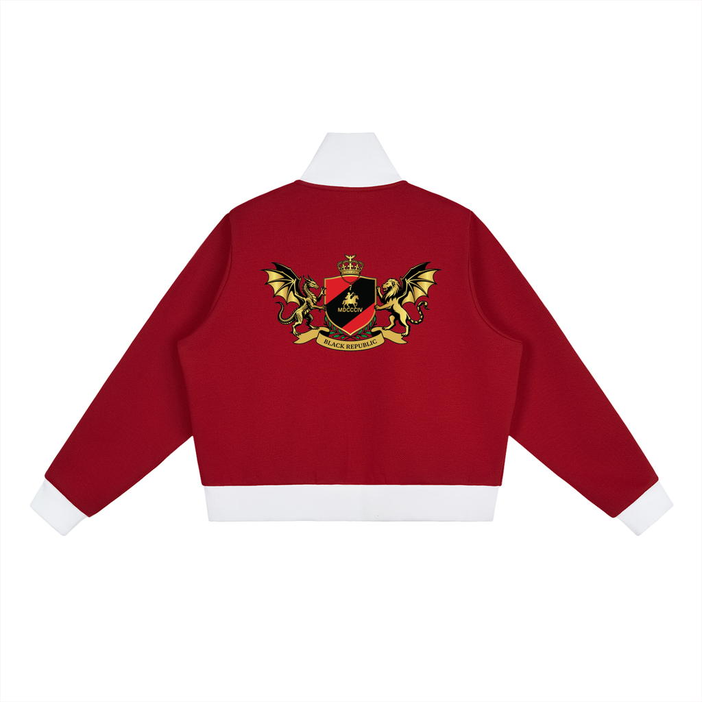 1804 Stripe Fleece Cropped Track Jacket