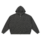 Leopard Print Waffle Full Zip Hoodie