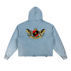 1804 Vintage Washed Frayed-Hem Hoodie