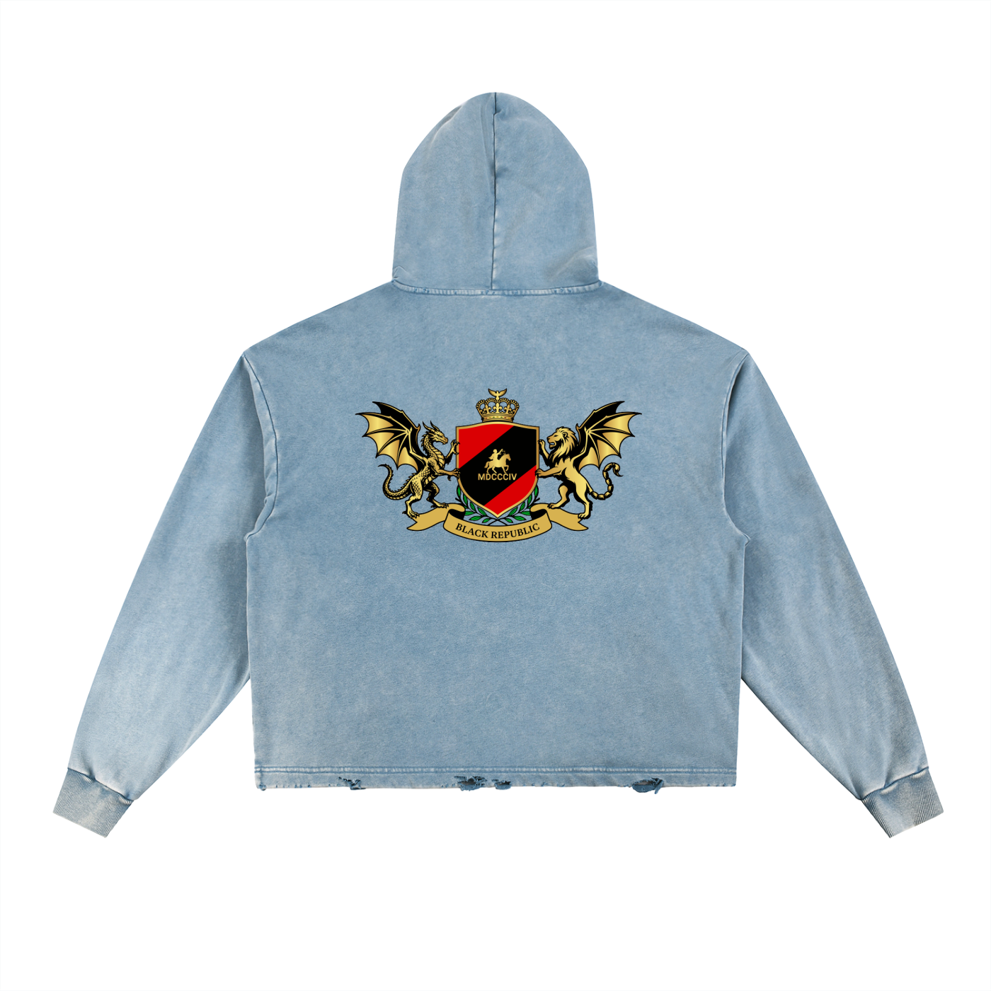1804 Vintage Washed Frayed-Hem Hoodie